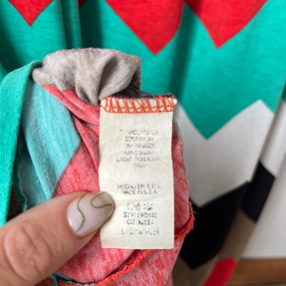 Voll Chevron Strapless Maxi Dress | Red Turquoise Black Brown White | Worn Once - Picture 6 of 6